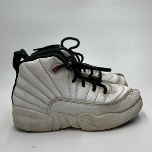 Air Jordan 12 Retro White Black Basketball Shoe Sneaker Kids Boys Size 12 C